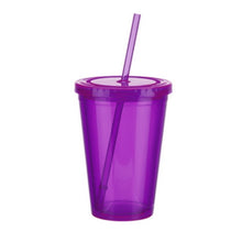 Load image into Gallery viewer, 2019 New 500ml Double-walled Ice Cold Drink Coffee Juice Tea Cup Reusable Smoothie Plastic Iced Tumbler Travel Mug With Straw