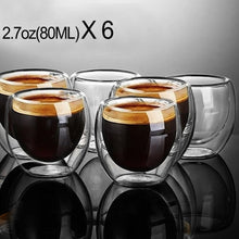 Load image into Gallery viewer, New 6Pcs 80ml 2.7oz Glass Double Walled Heat Insulated Tumbler Espresso Tea Cup coffee mug tazas de ceramica creativas